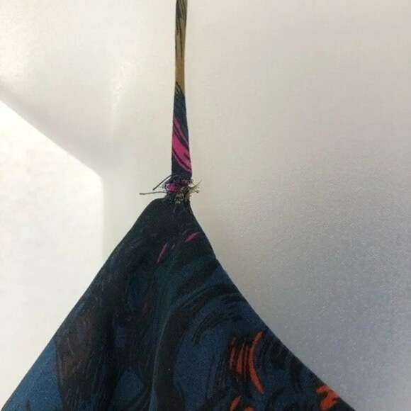 H&M Y2K Navy Blue Floral Cross Back Tunic Tank Top 6 - Picture 3 of 9